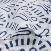 Blue Leaf Hand Block Printed Fabric