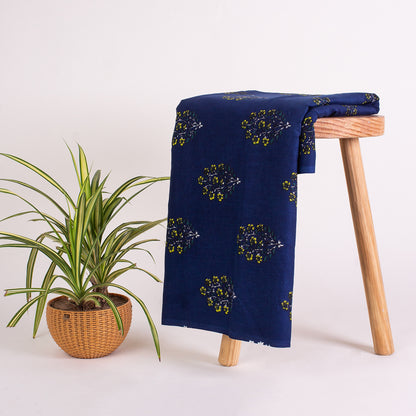 Blue Floral Printed Cotton Fabric