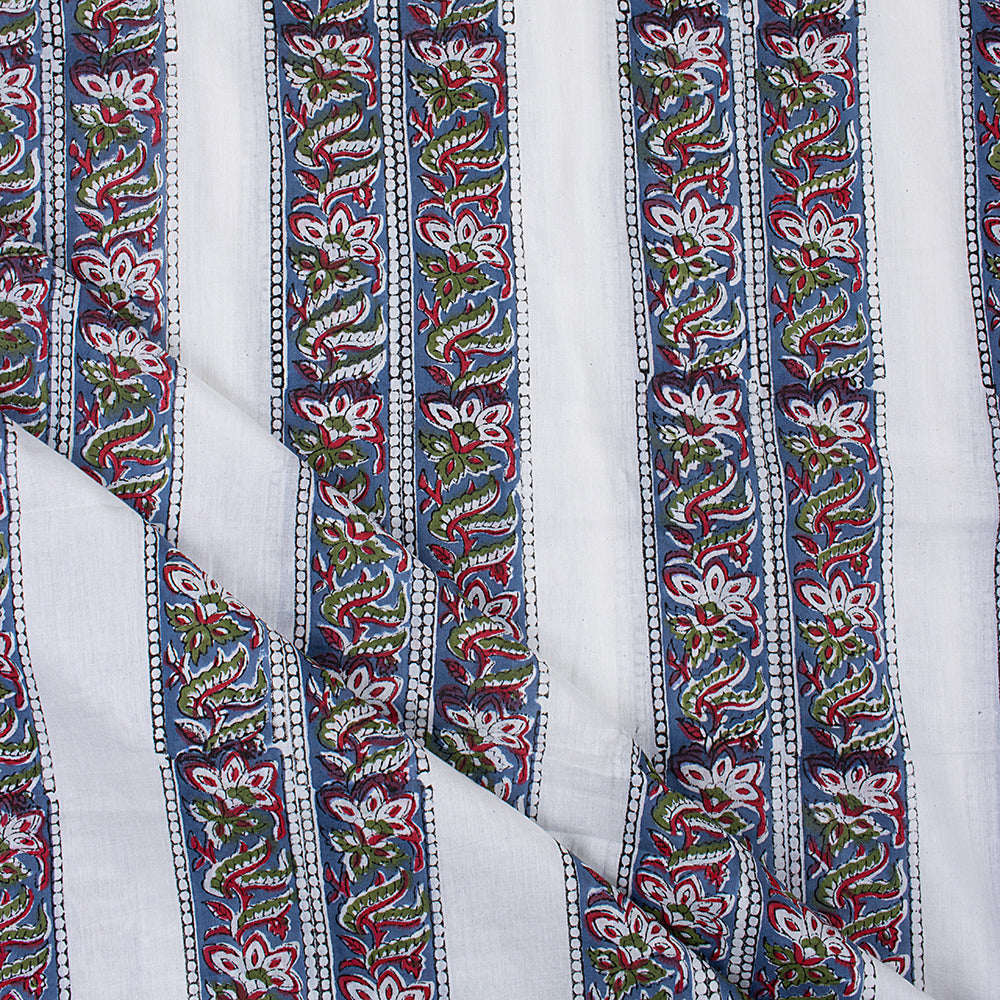 Handmade Stripe Printed Pure Cotton Fabric