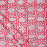 Indian Red Floral Hand Block Printed Fabric