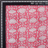 Indian Red Floral Hand Block Printed Fabric