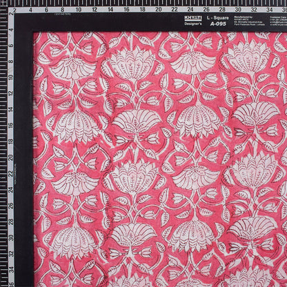 Indian Red Floral Hand Block Printed Fabric