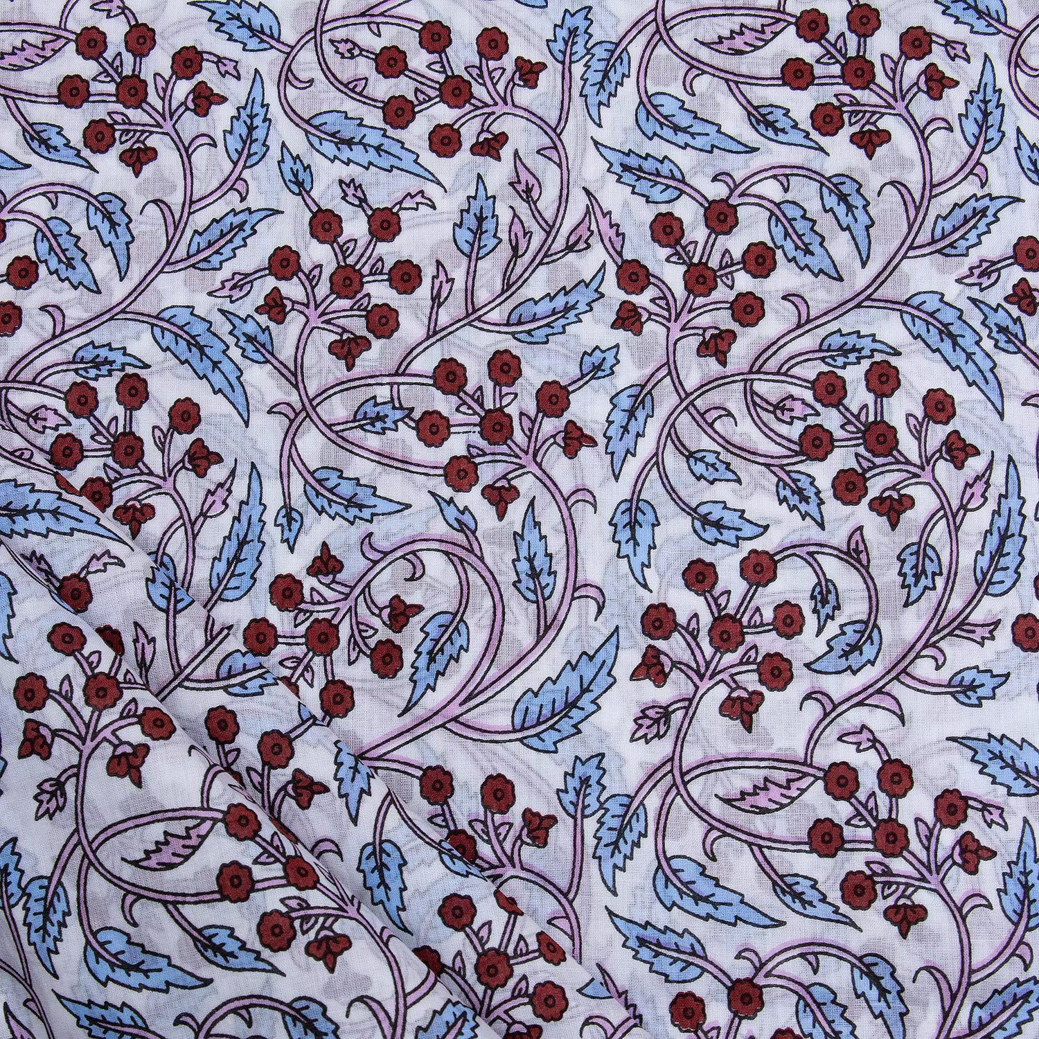 Multi Floral Handmade Printed Cotton Fabric