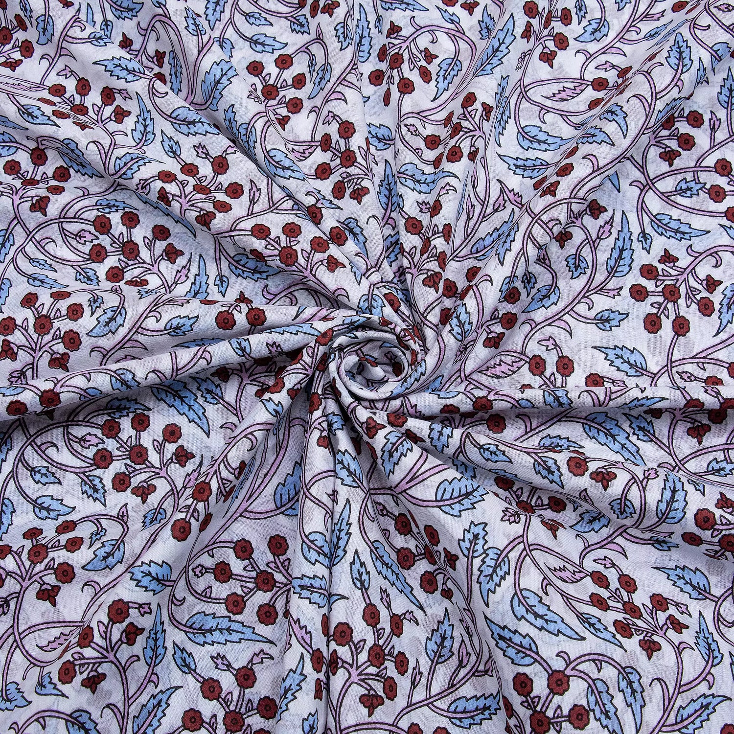 Multi Floral Handmade Printed Cotton Fabric