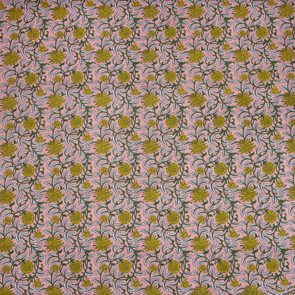 Yellow Floral Printed Jaipur Cotton Material