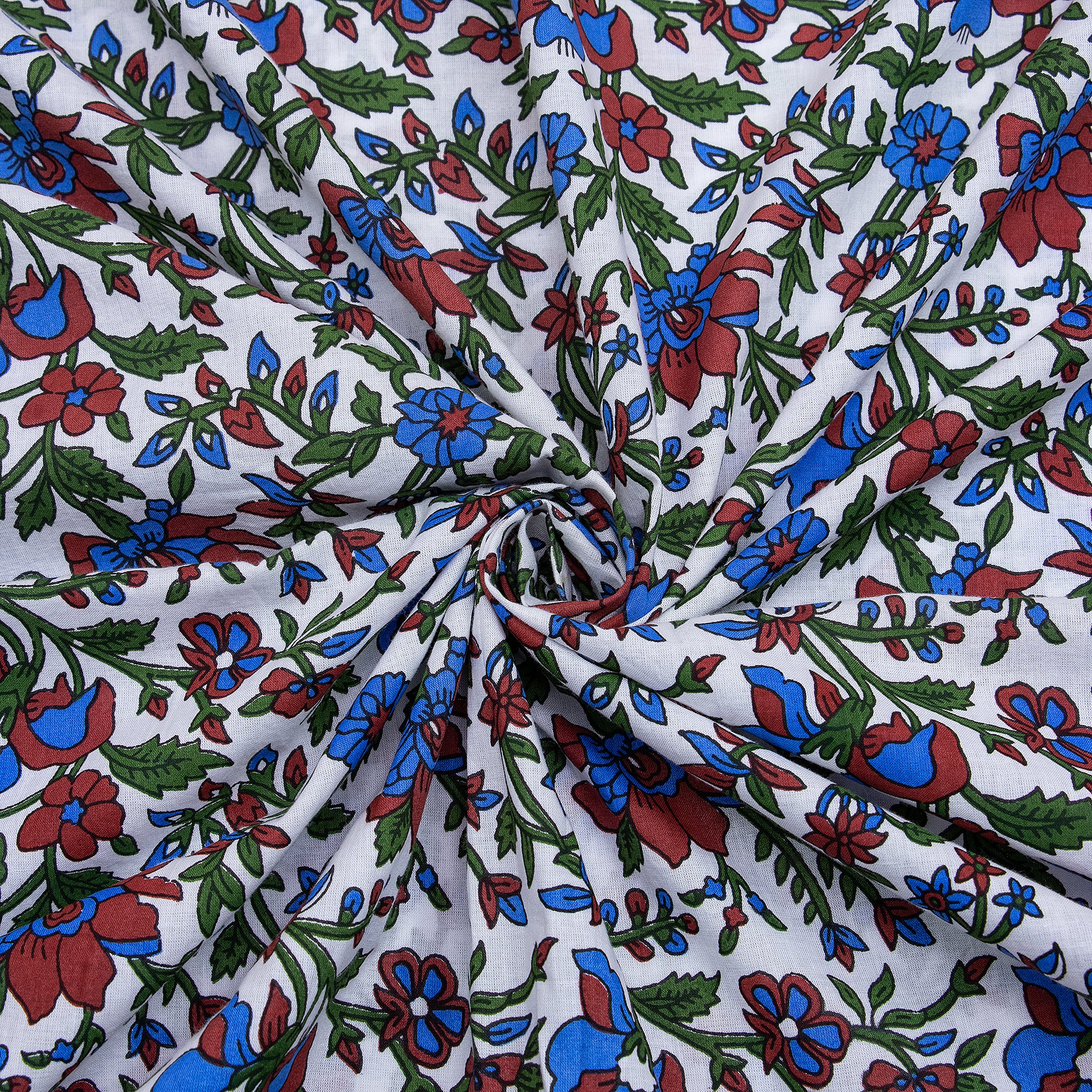 Red Floral Jaipuri Print Fabric