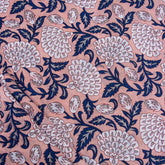  Blue Leaf Printed Hand Block Cotton Fabric