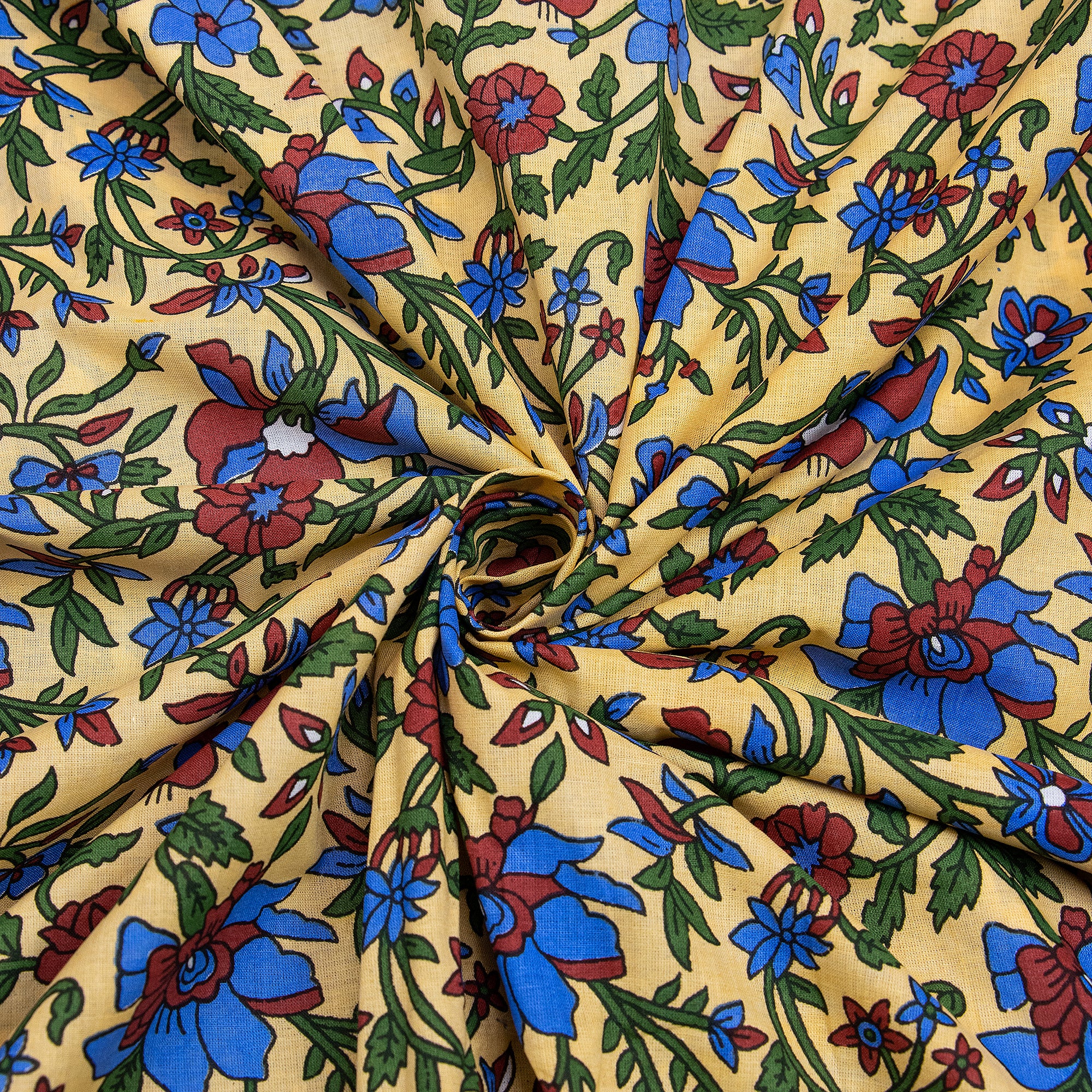 Multicolor Floral Block Print Fabric