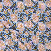 Gray Floral Hand Block Printed Fabric by Yard