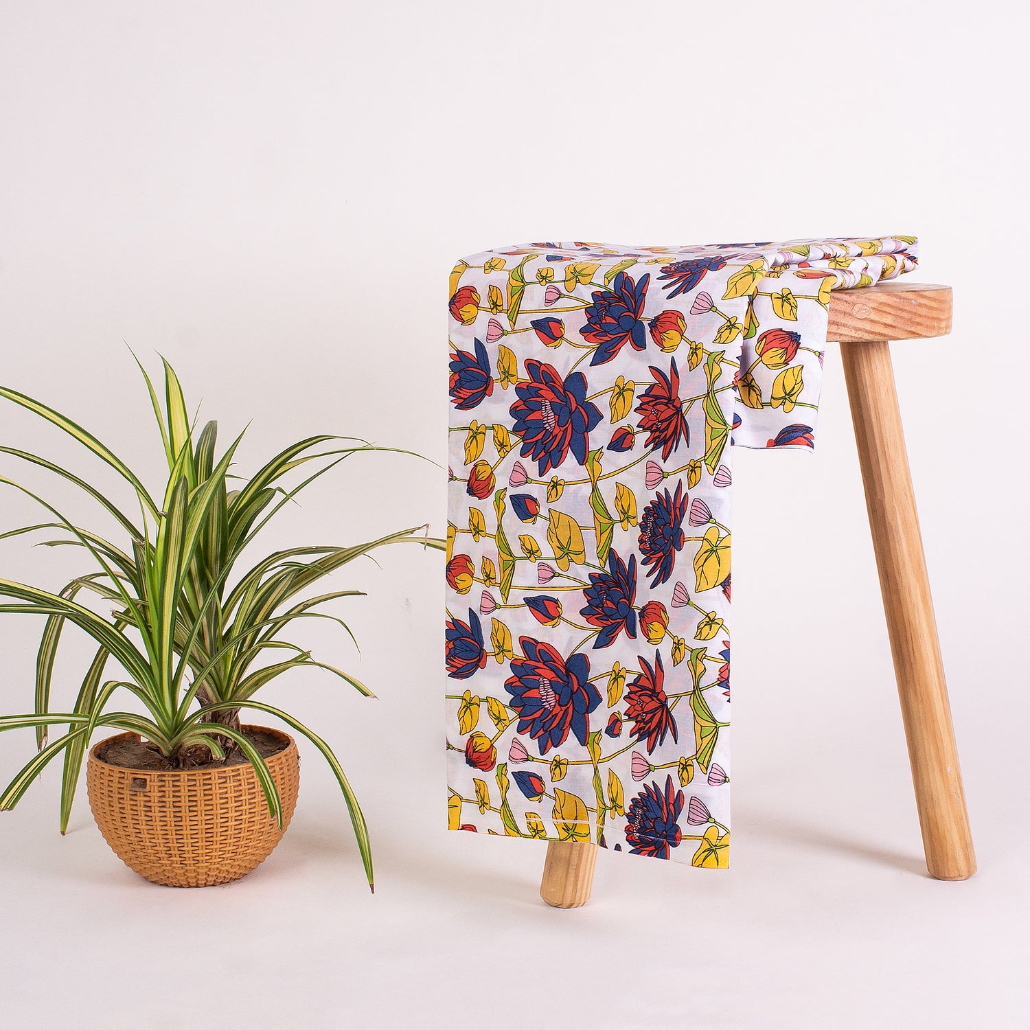 Yellow Floral Print Cotton Fabric