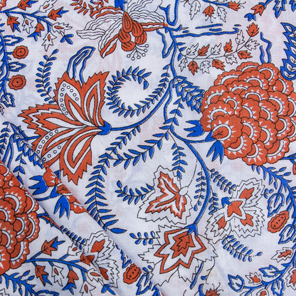 Red Floral Print Jaipur Cotton Material
