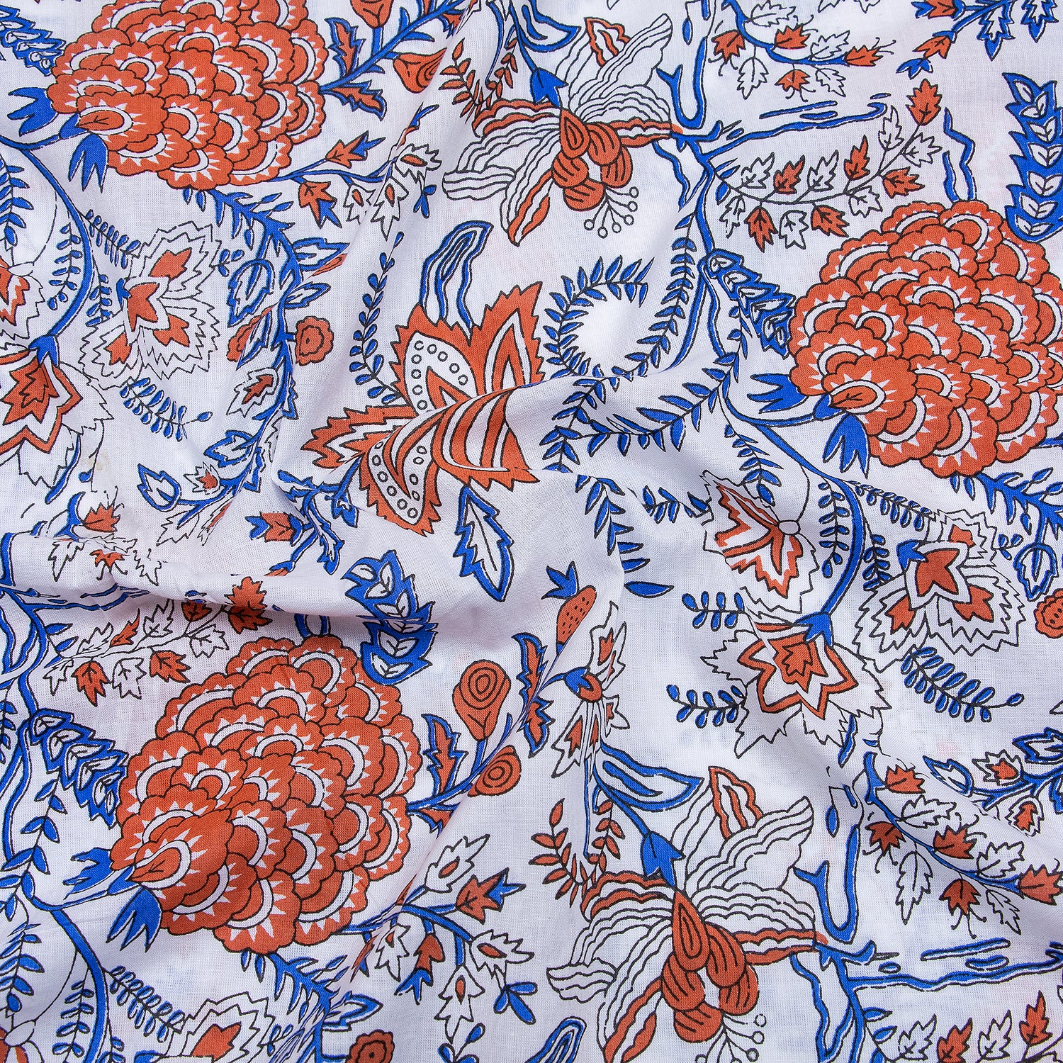 Red Floral Print Jaipur Cotton Material