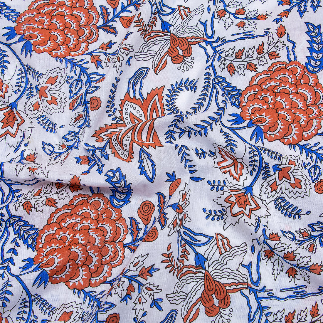 Red Floral Print Jaipur Cotton Material