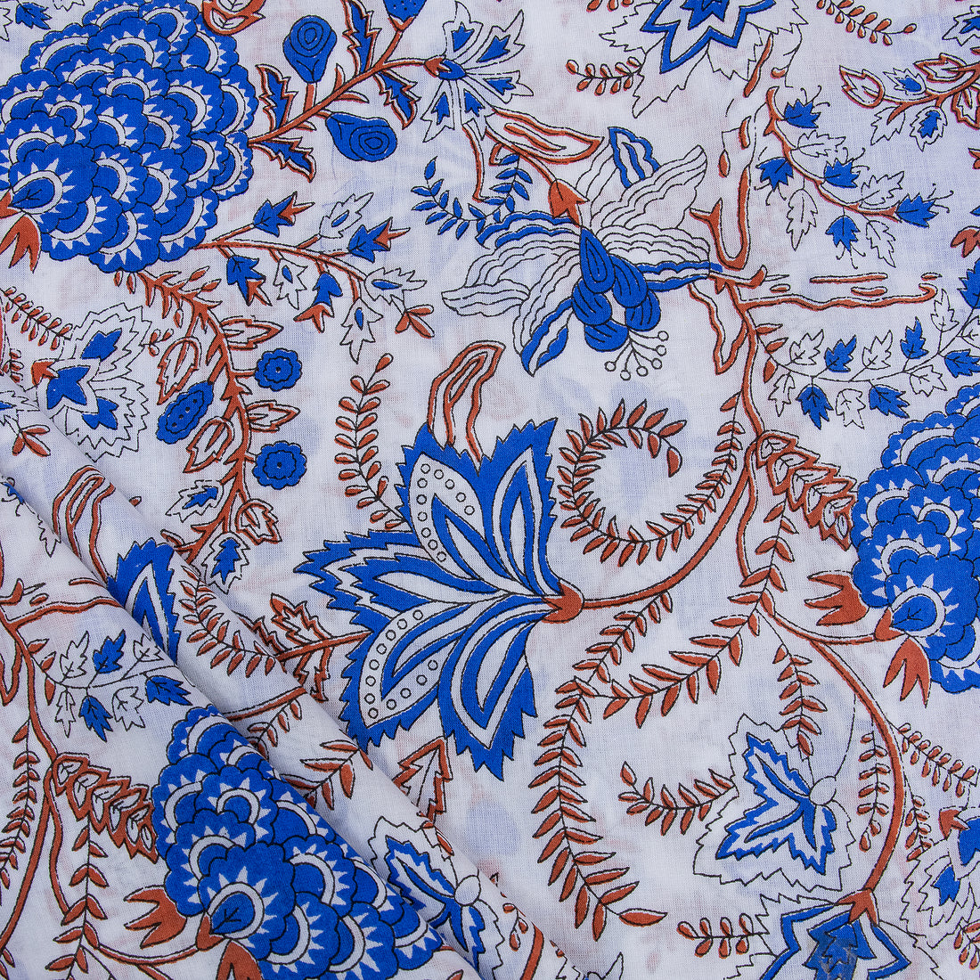 Multicolor Floral Block Print Fabric Design