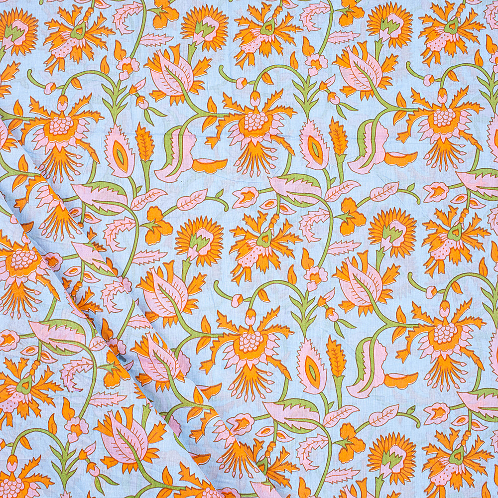 Hand Block Floral Jaipur Cotton Fabric