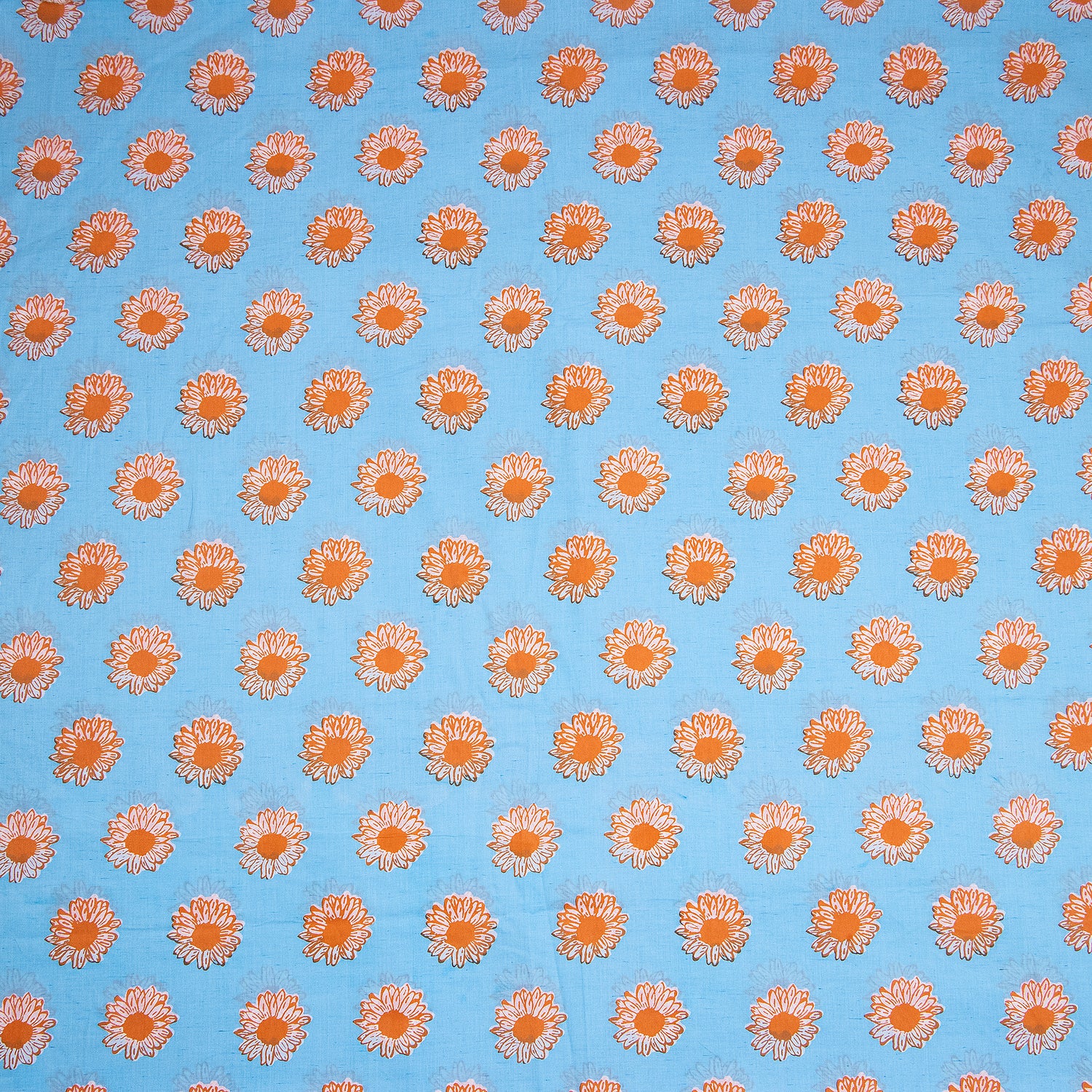 Pink Sun Flower Jaipur Block Print Fabric