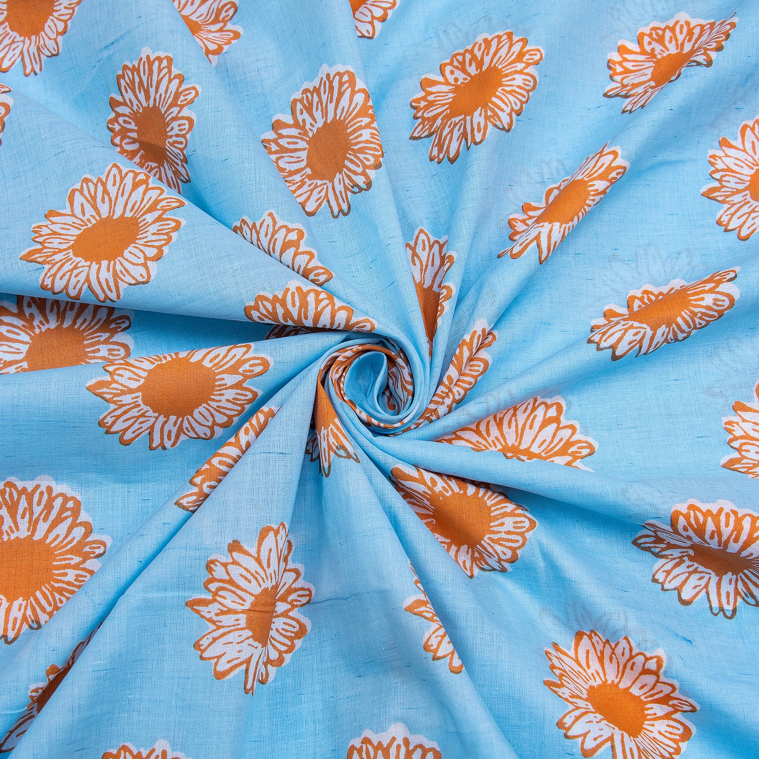 Pink Sun Flower Jaipur Block Print Fabric