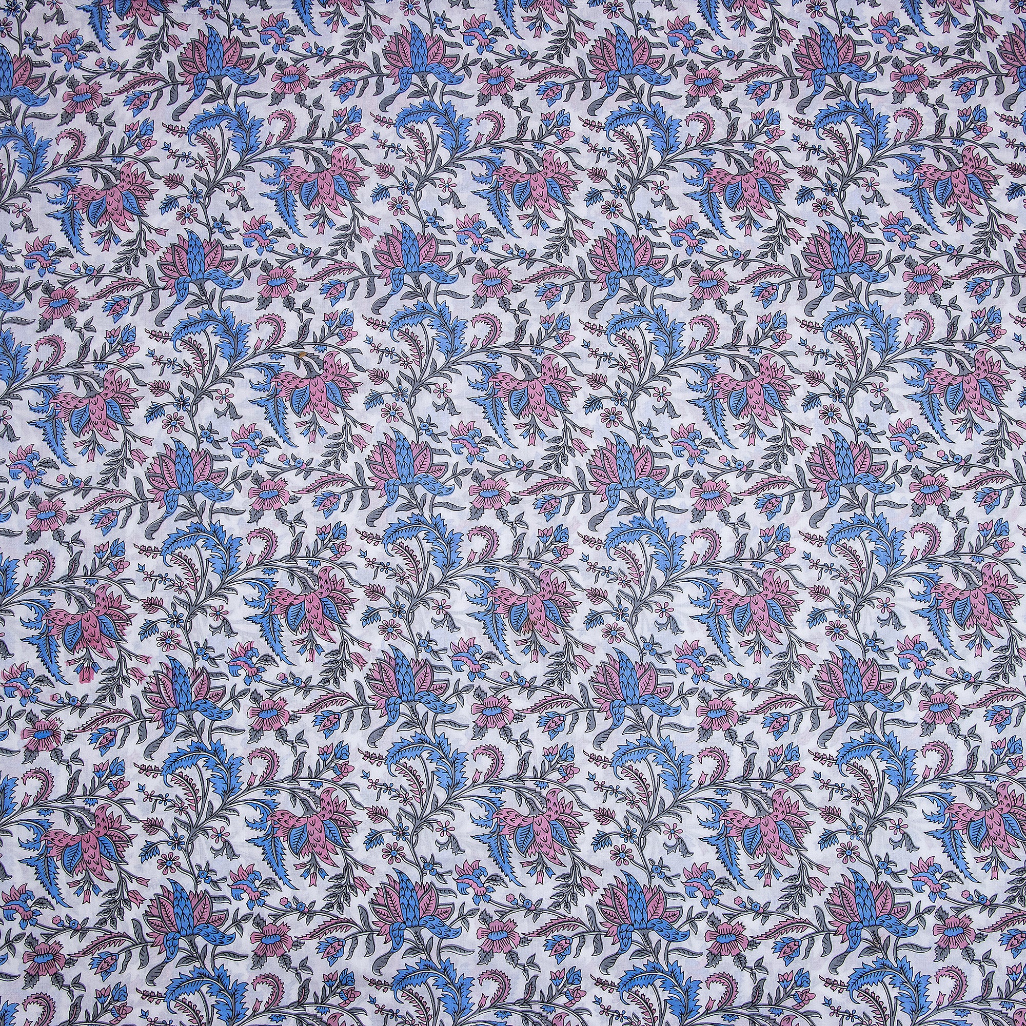 Pink Floral Running Cotton Silk Fabric