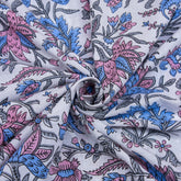 Pink Floral Running Cotton Silk Fabric