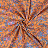Orange Pure Cotton Hand Block Printed Fabric Material