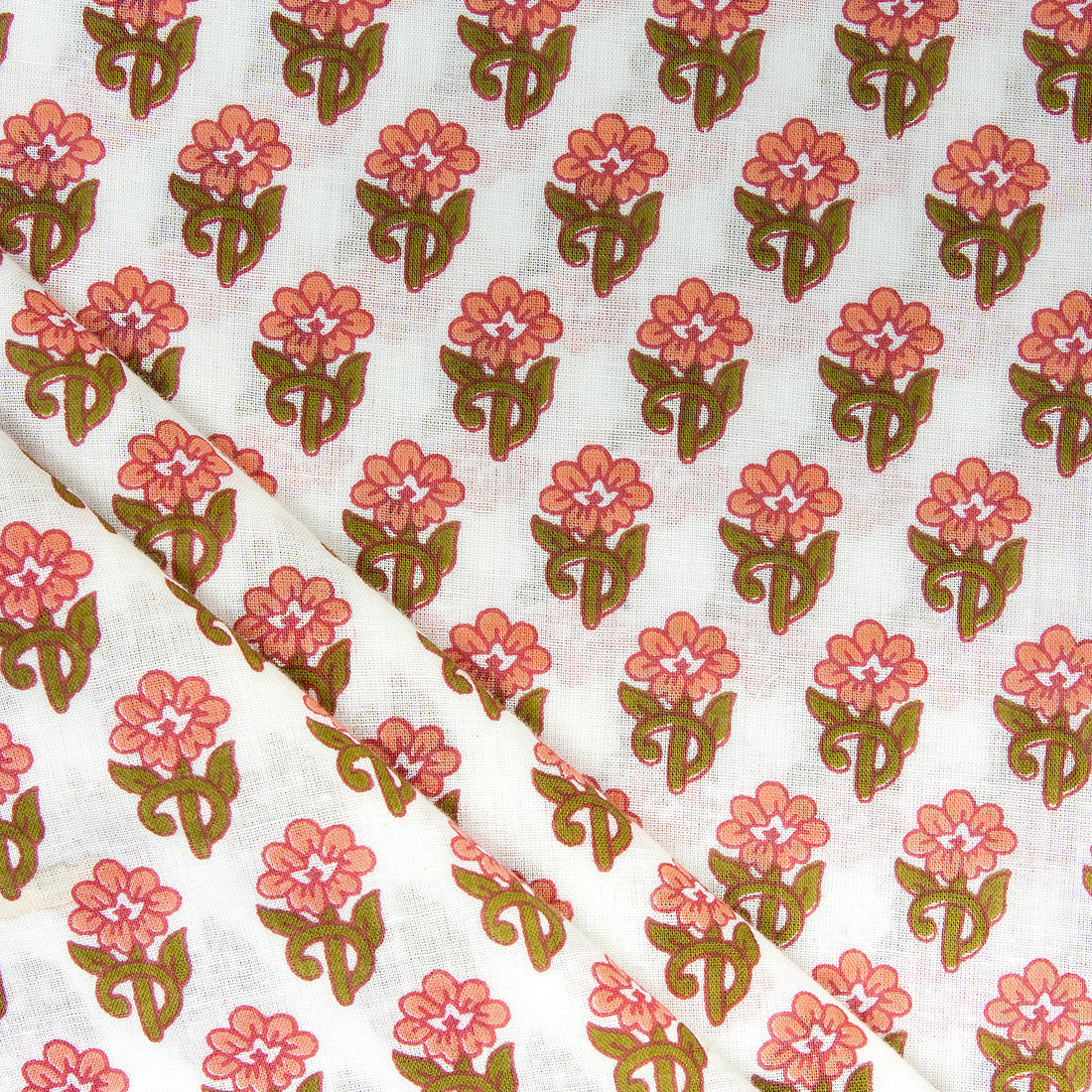 Best Pink Floral Pure Cotton Block Print Fabric