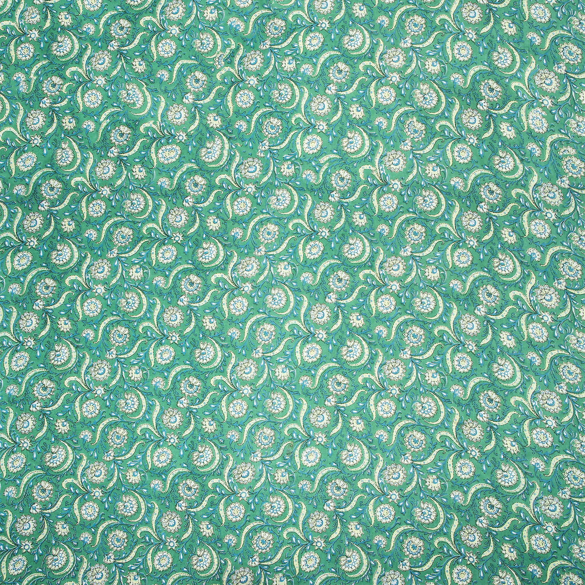 Green Floral Jaipur Cotton Fabric