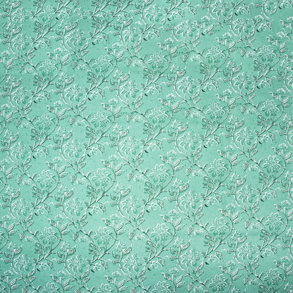 Pure Cotton Green Flower Plant Jaipuri Print Fabric