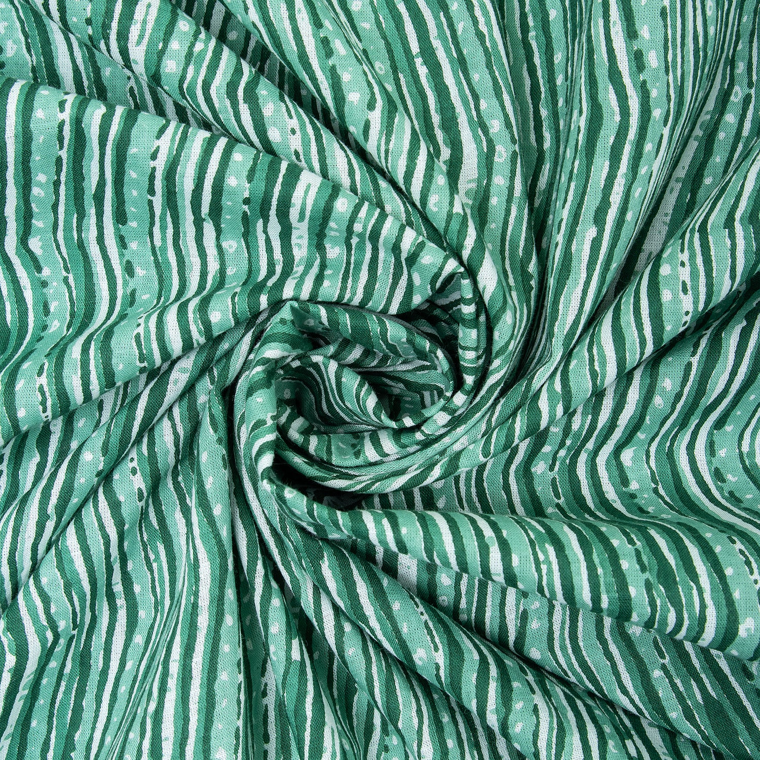 Hand Block Green Soft Pure Cotton Fabric