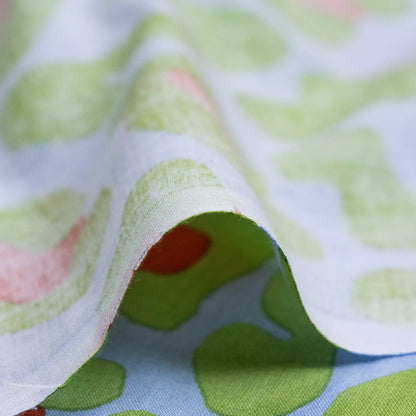 Indian Green Abstract Hand Block Printed Fabric