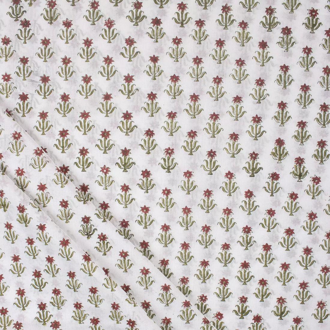 Indian Floral Handmade Printed Pure Cotton Fabric