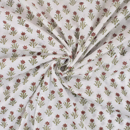 Indian Floral Handmade Printed Pure Cotton Fabric