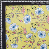 Yellow Floral Hand Block Printed Running Fabric