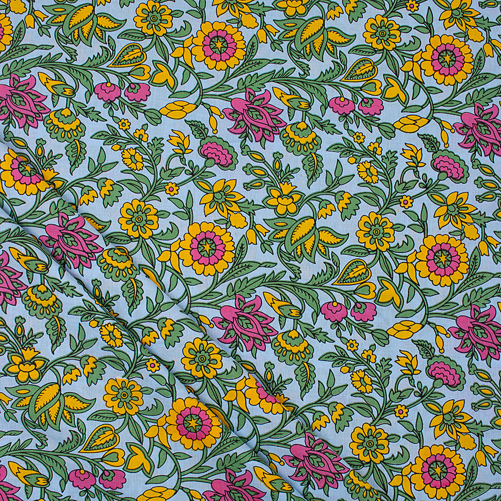 Multicolor Floral Design Printed Cotton Fabric