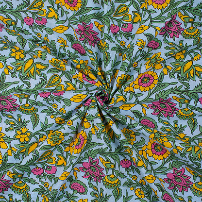 Multicolor Floral Design Printed Cotton Fabric