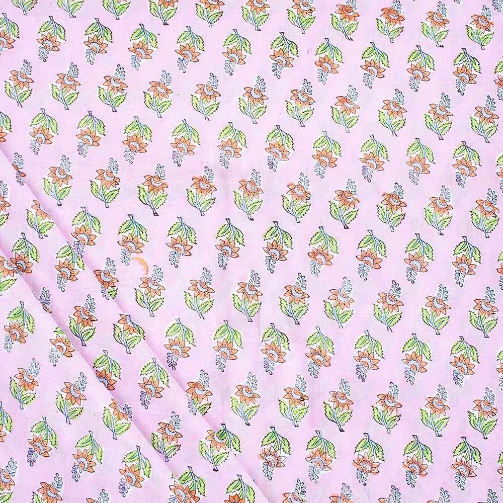 Floral Hand Dyed Natural Printed Soft Cotton Fabric