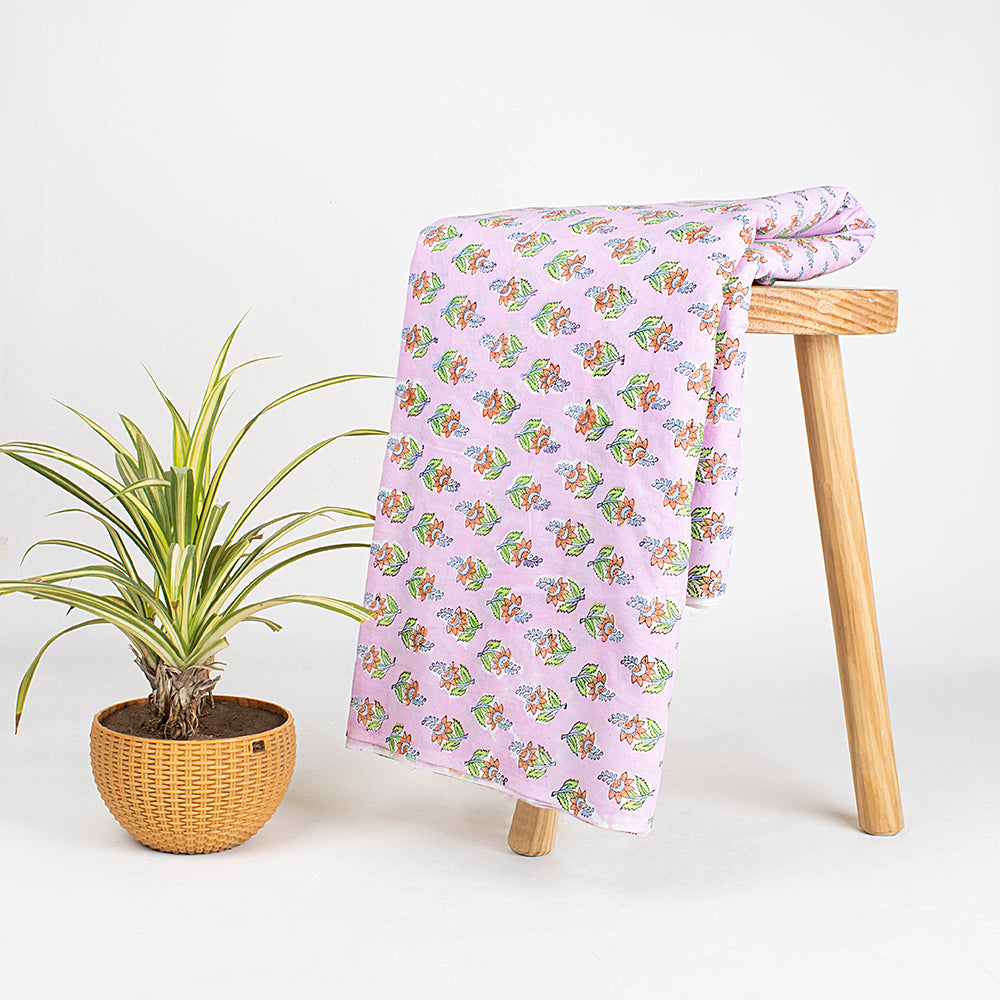 Floral Hand Dyed Natural Printed Soft Cotton Fabric