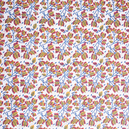 Floral Cotton Fabric Hand Dyed Natural Print