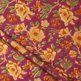 Red Floral Hand Block Printed Indian Fabric