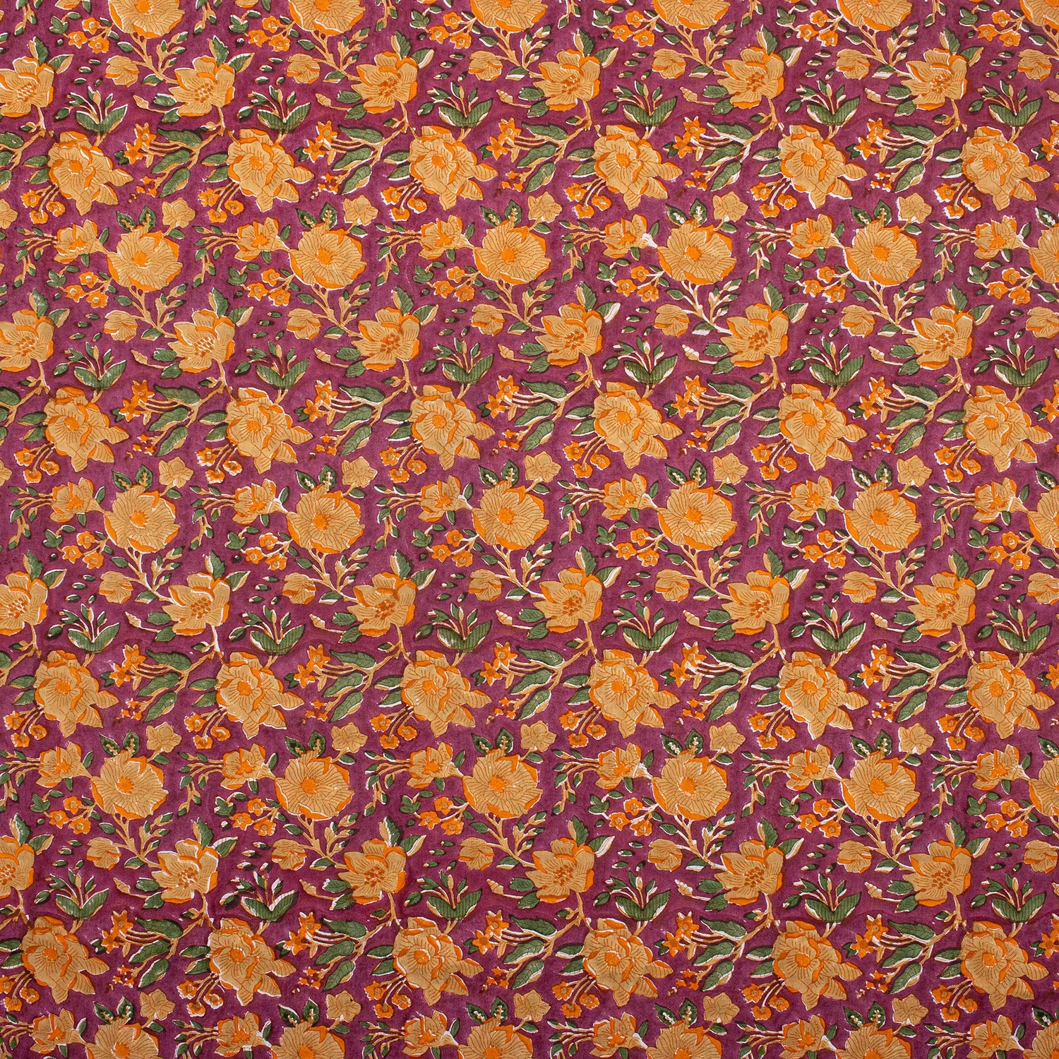 Red Floral Hand Block Printed Indian Fabric