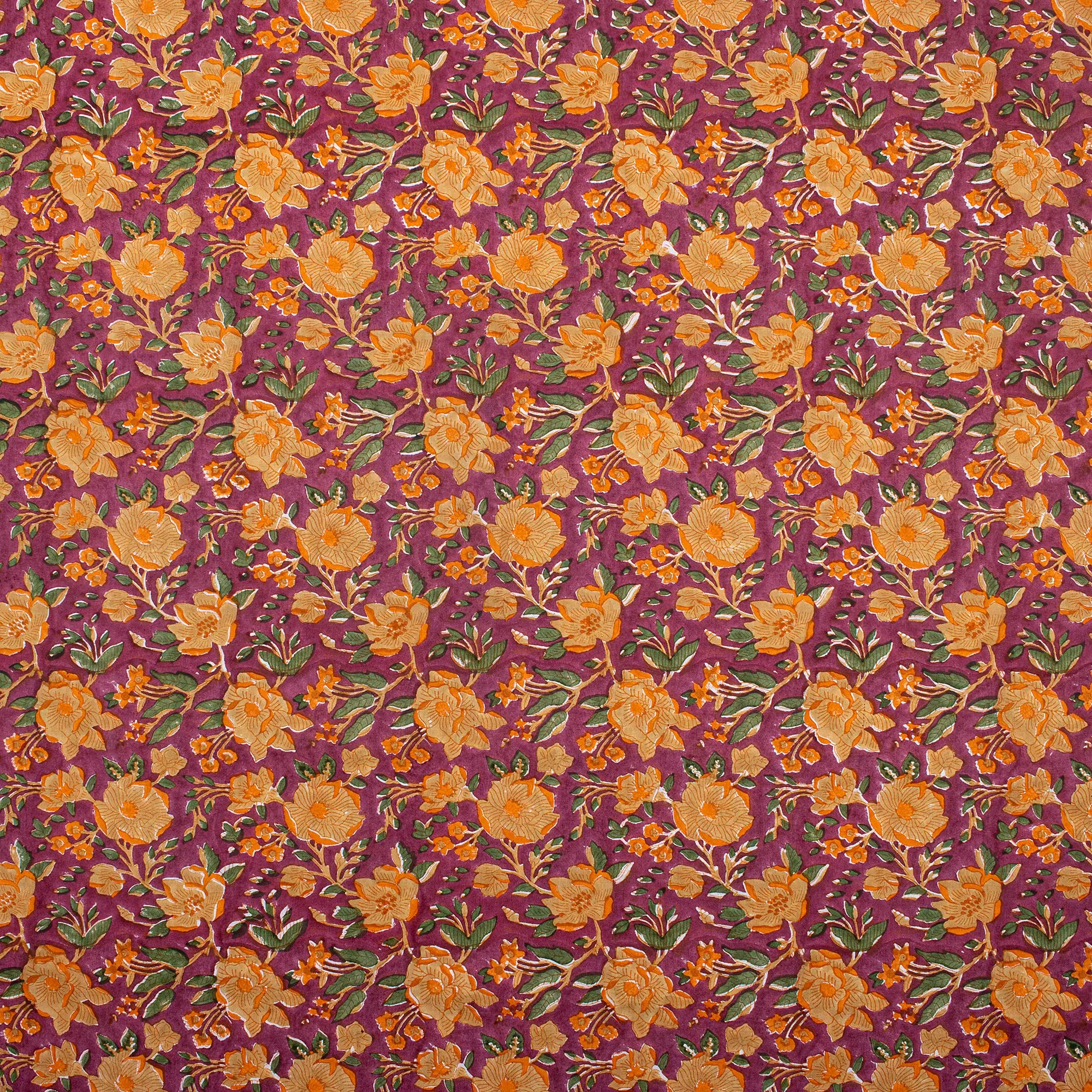 Red Floral Hand Block Printed Indian Fabric