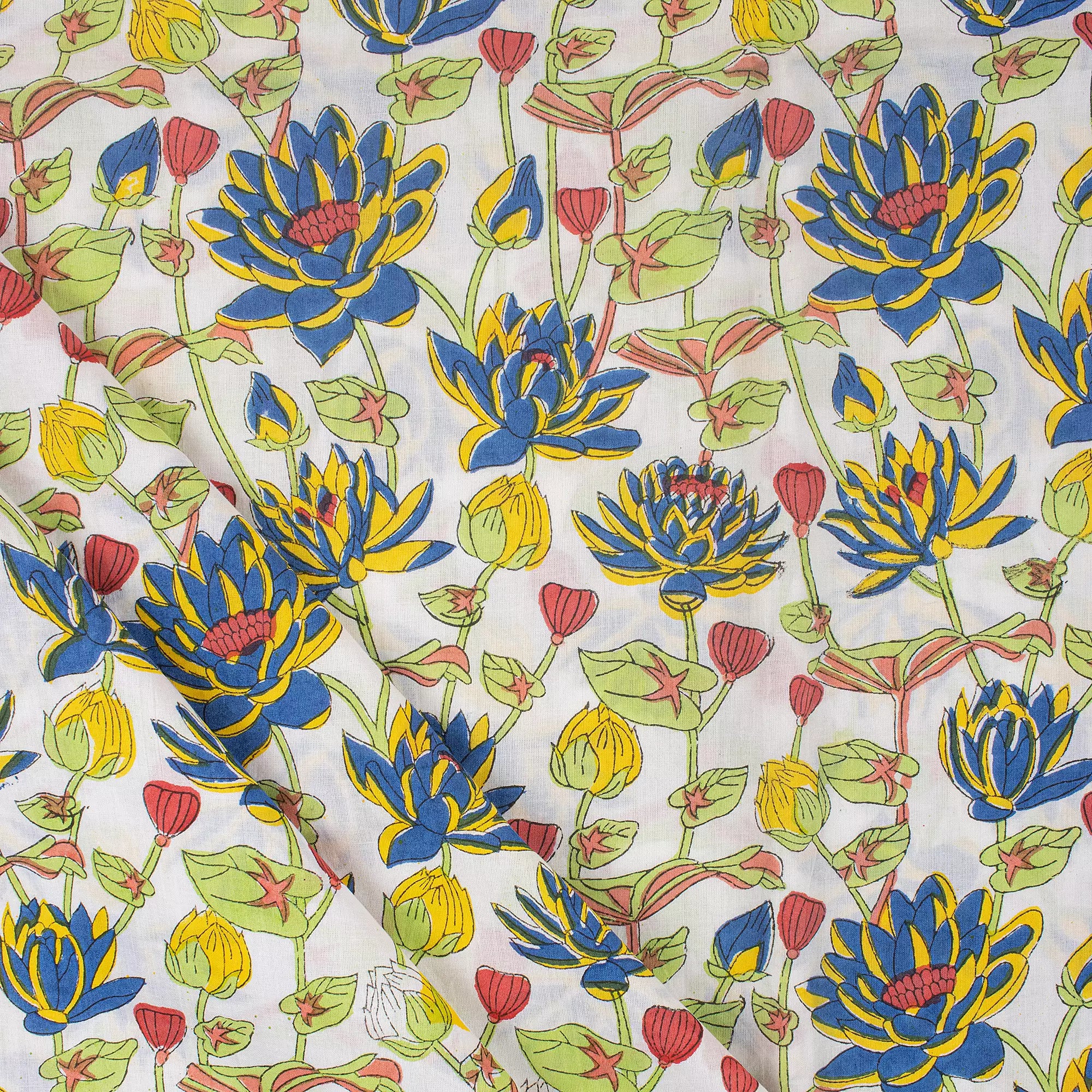 Premium Multicolor Floral Hand Block Printed Cotton