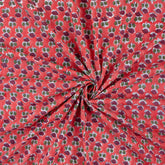 Indian Red Floral Pure Cotton Fabric