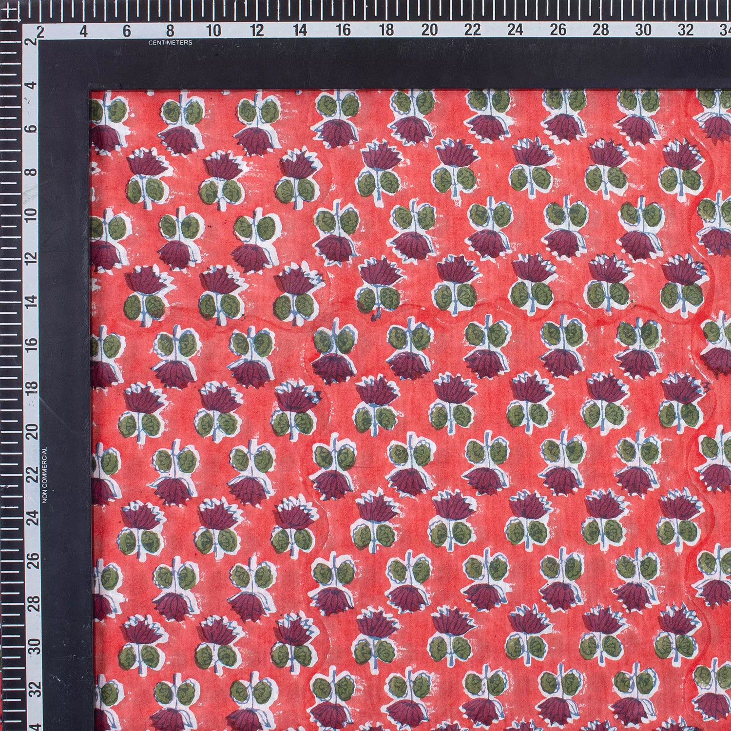 Indian Red Floral Pure Cotton Fabric