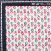 Red Floral Hand Block Printed Cotton Fabric for Clothing