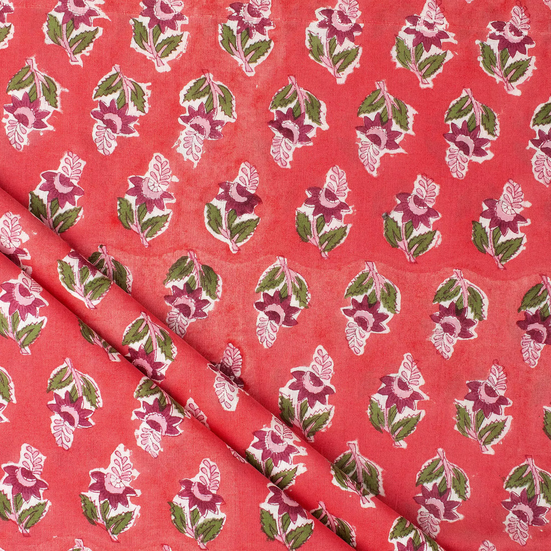  Indian Hand Block Printed Floral Cotton Fabric