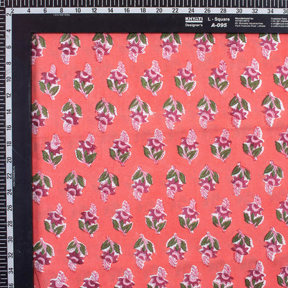 Indian Hand Block Printed Floral Cotton Fabric