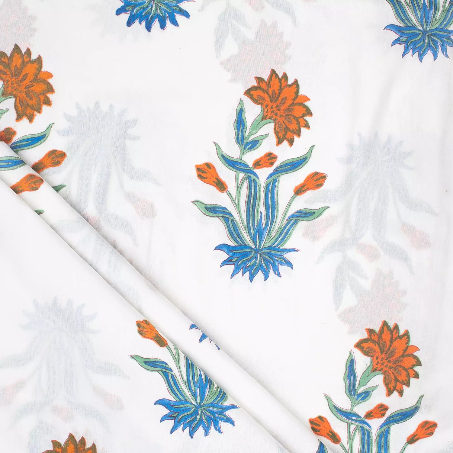 Multicolor Floral Print Hand Block Print Fabric