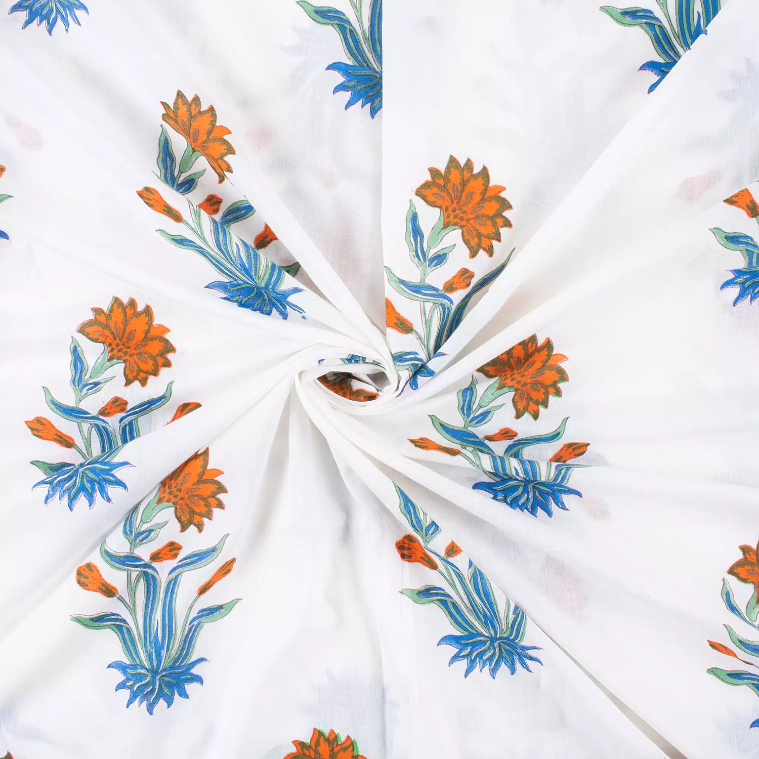 Multicolor Floral Print Hand Block Print Fabric