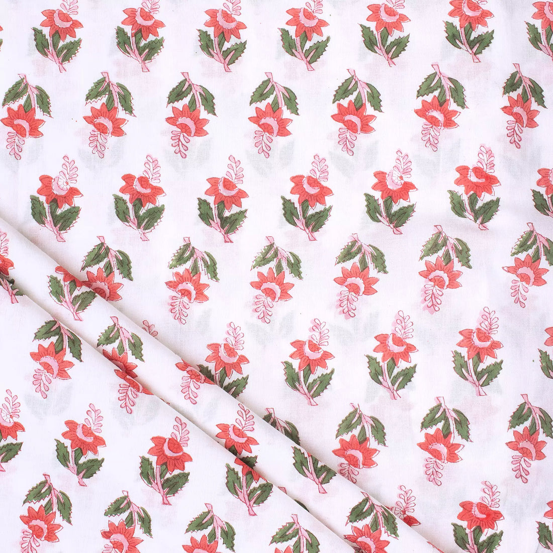 Pink Floral Handmade Cotton Fabric