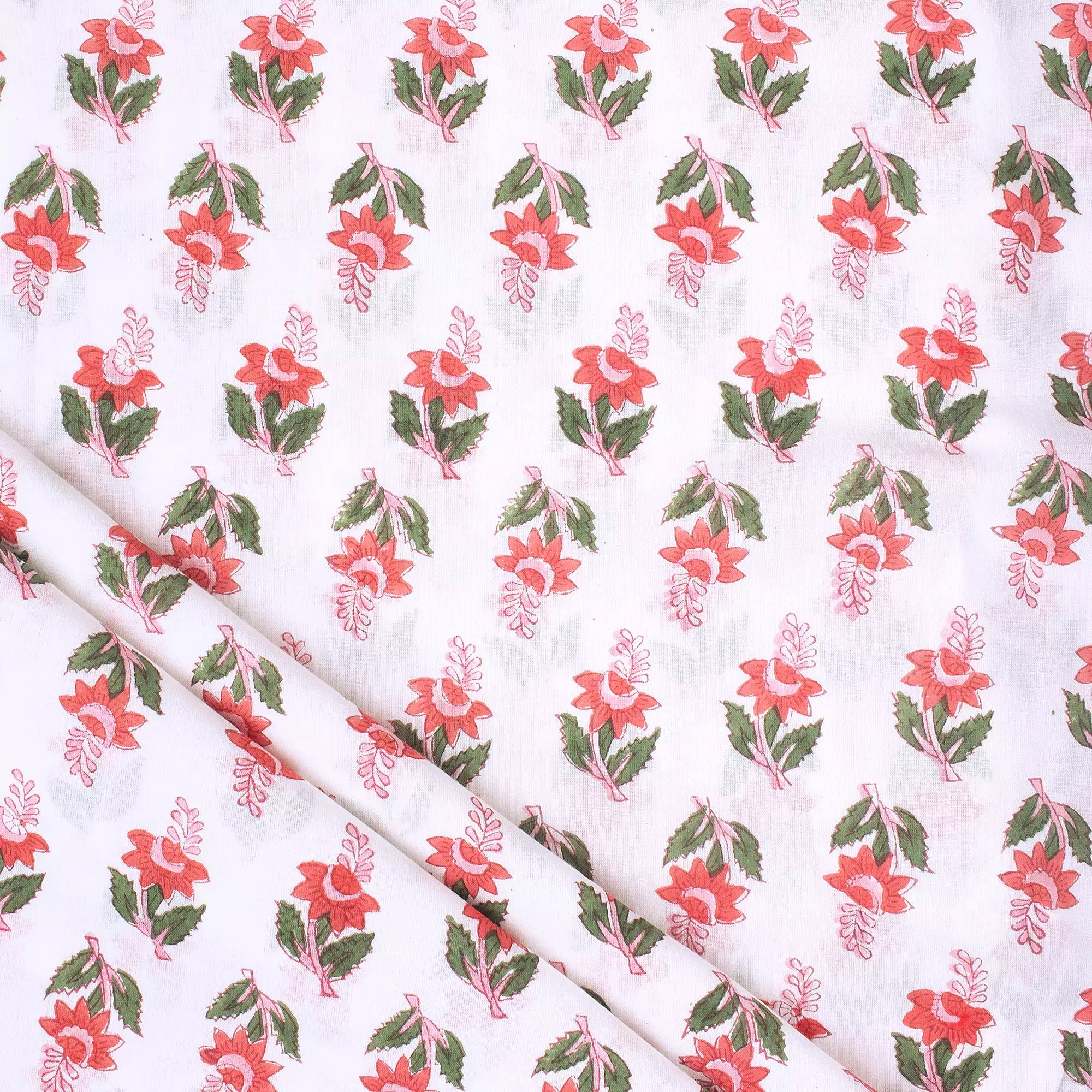 Pink Floral Handmade Cotton Fabric